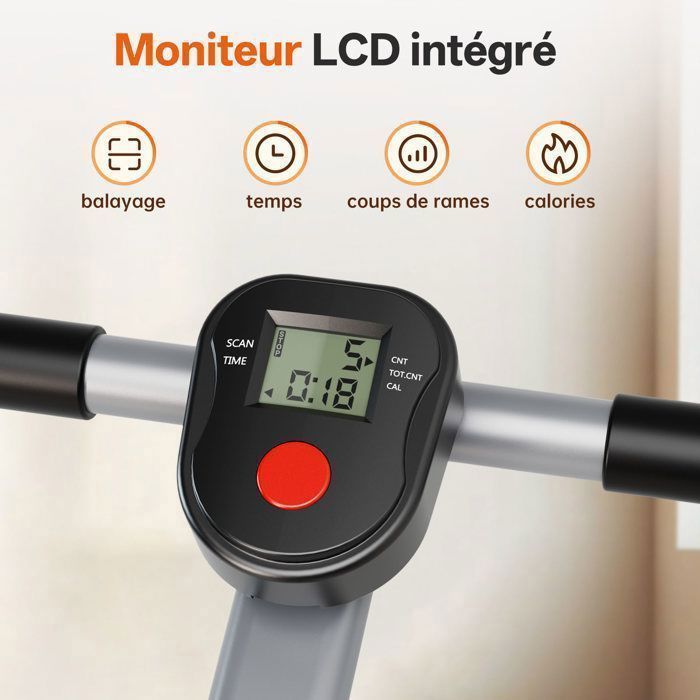Rameur d'appartement - JOROTO - MR10S - Pliable - 12 niveaux de résistance - Bluetooth