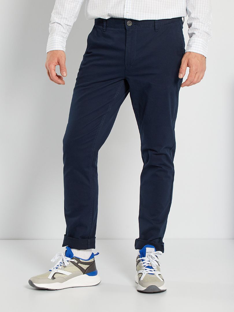 Calça chino slim tamanho L38 +195 cm - azul