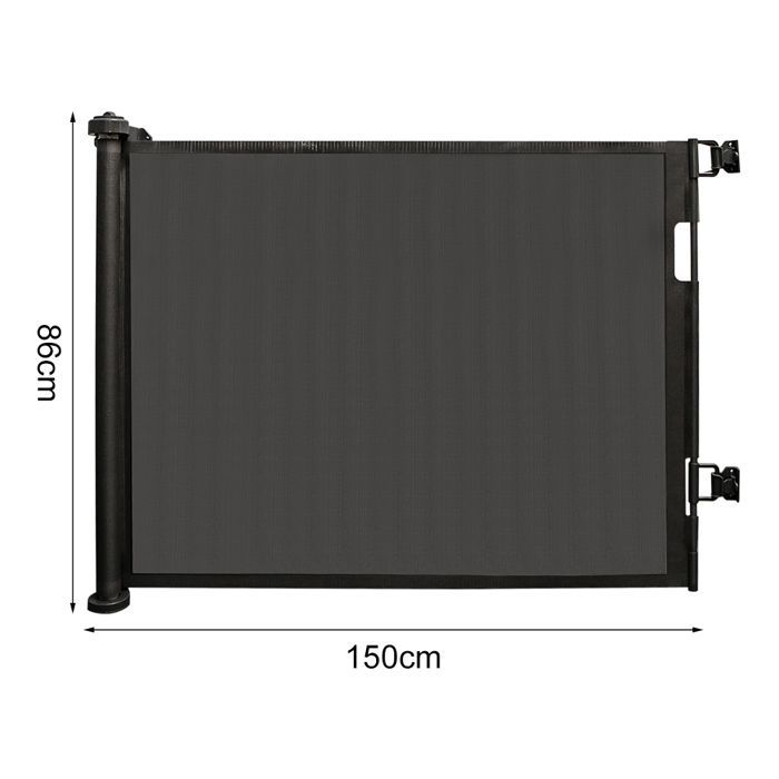 Barrera de seguridad MIPAN (0-150 cm) - Barrera retráctil para escaleras para bebés, niños y perros - Negra