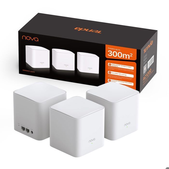 Tenda WiFi Mesh Nova MW5G AC 1200 - WiFi Mesh System Covering 3 to 5 Rooms - 3 Pack