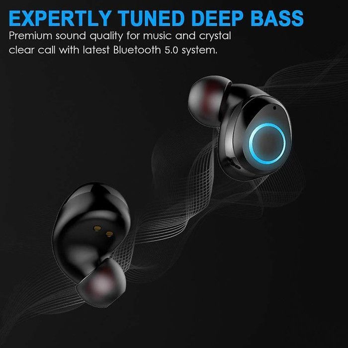 Bluetooth Earphones, Wireless Hi-Fi Stereo Earphones IPX6 Waterproof, Bluetooth 5.0 Headset with Mini Fast Charging Case and