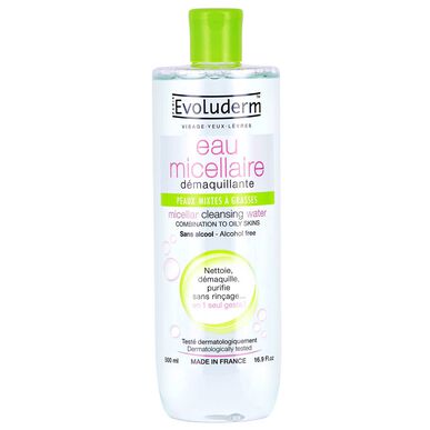 Evoluderm Micellar rensevann for fet til kombinert hud 500 ml