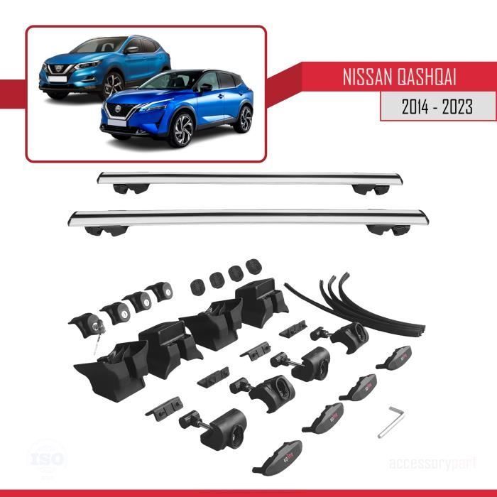 Barras de techo - Nissan - Qashqai 2014-2023 - Aluminio - Gris - Con cerradura