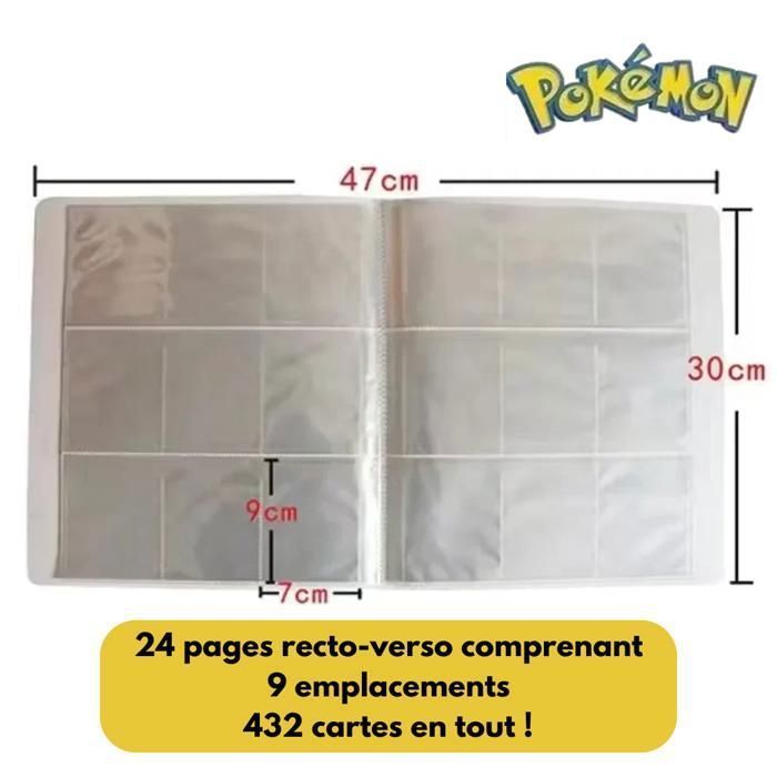 Classeur carte Pokémon - GAVI STORE - Album Pokemon collection 24 pages - 24 pages/432 cartes - PVC robuste - 47x30 cm