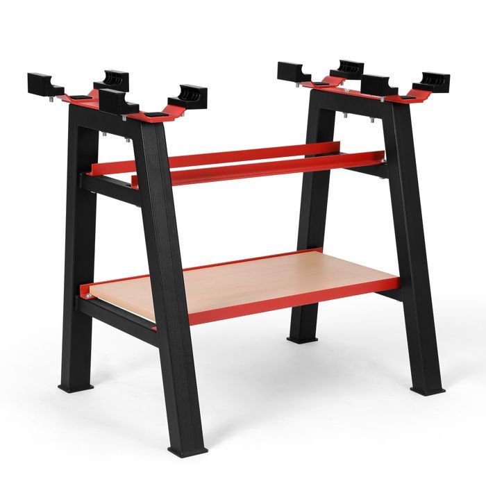 Soporte para levantamiento de pesas - Estante de almacenamiento para fitness - Soporte para entrenamiento con pesas - 67,5 x 47 x 66 cm - Negro