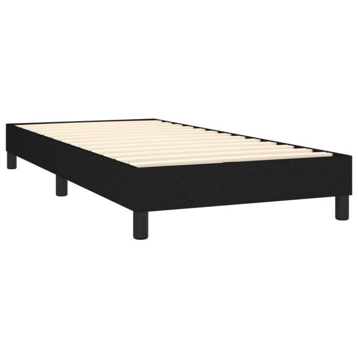 Base letto imbottita - GAROSA - Nera - 90x200 cm - Tessuto 100% poliestere - Gambe robuste incluse