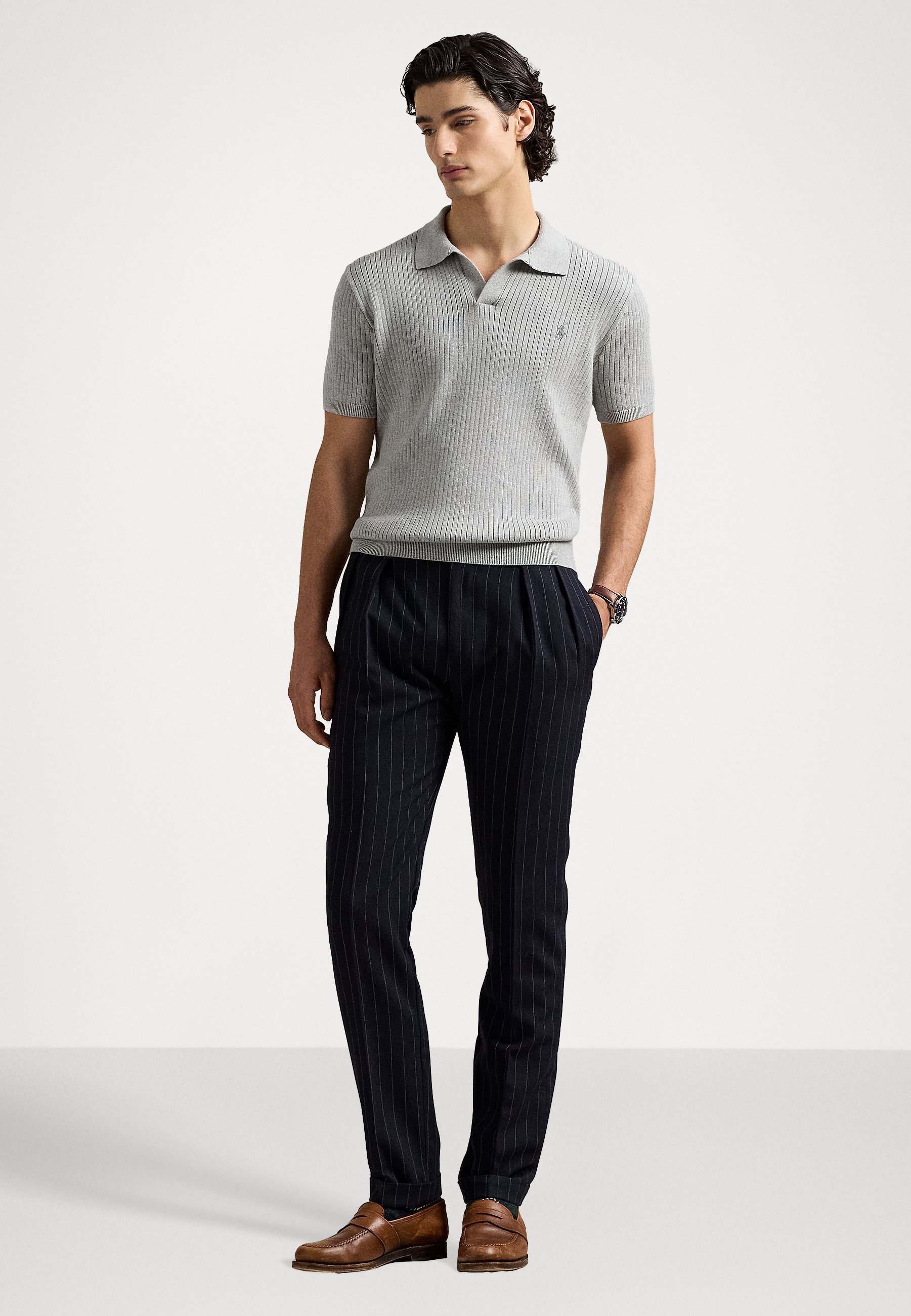 Polo Ralph Lauren gebreide katoenen trui met korte mouwen - Polo shirt - andover heather