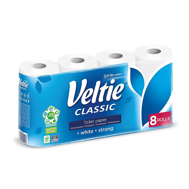 Papier toilette Veltie, paquet de 8, Veltie classique