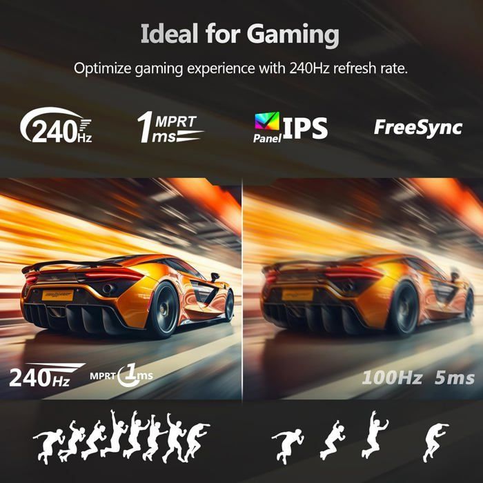 Monitor da gioco Z-Edge UG24PJ bianco da 24 pollici, IPS a 240Hz, 1ms, FreeSync, Full HD, formato 16:9, luminosità 350cd/m², HDR, HDMI, DP.