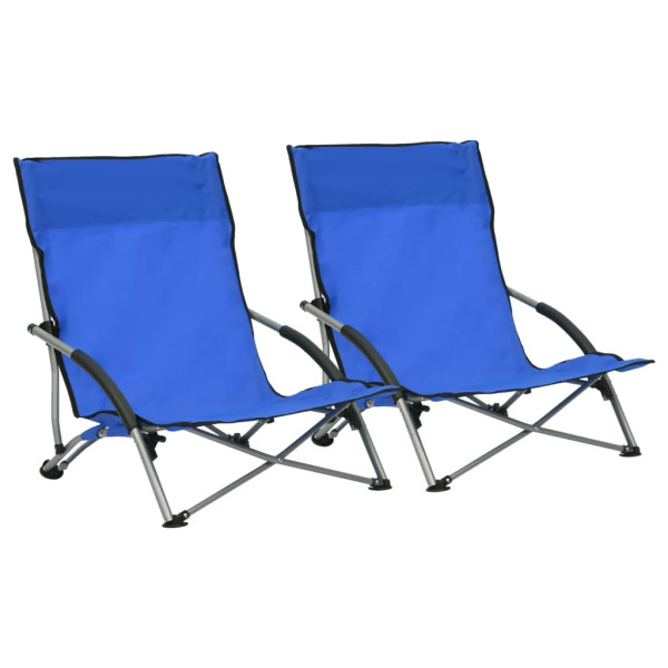 VidaXL Krzesło plażowe Niebieski  Tkanina