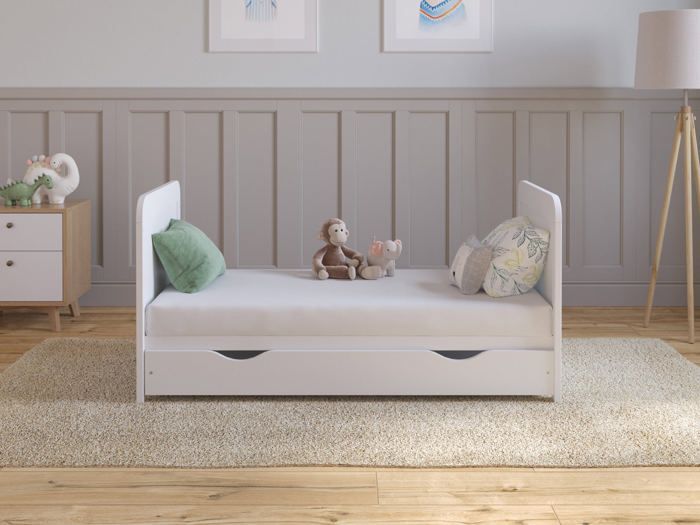 Lit Bebe Evolutif Avec Matelas - Lit Bebe avec tiroir 120x60 cm Bois,Blanc convertible