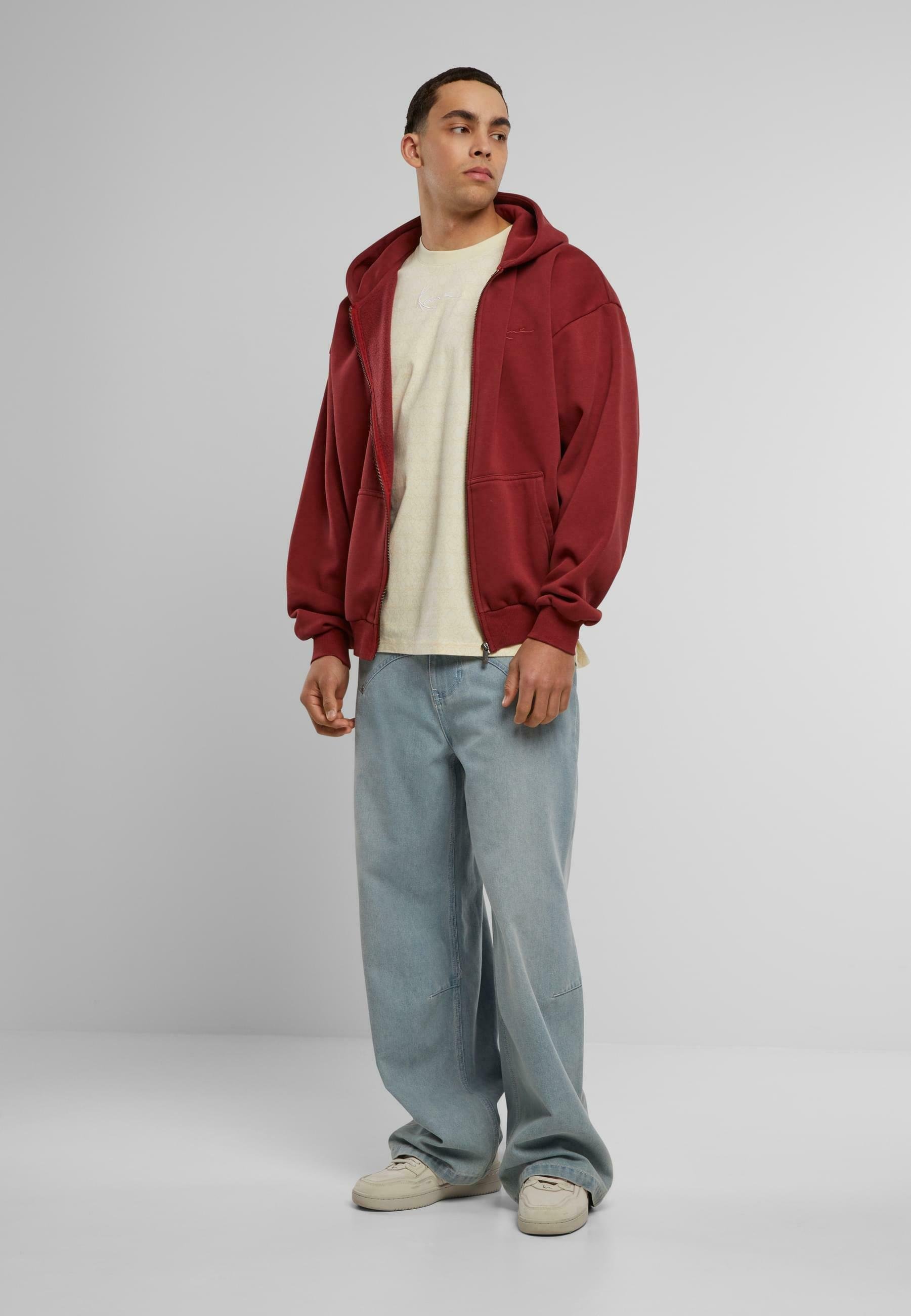 Karl Kani sweatshirt met rits - donkerrood