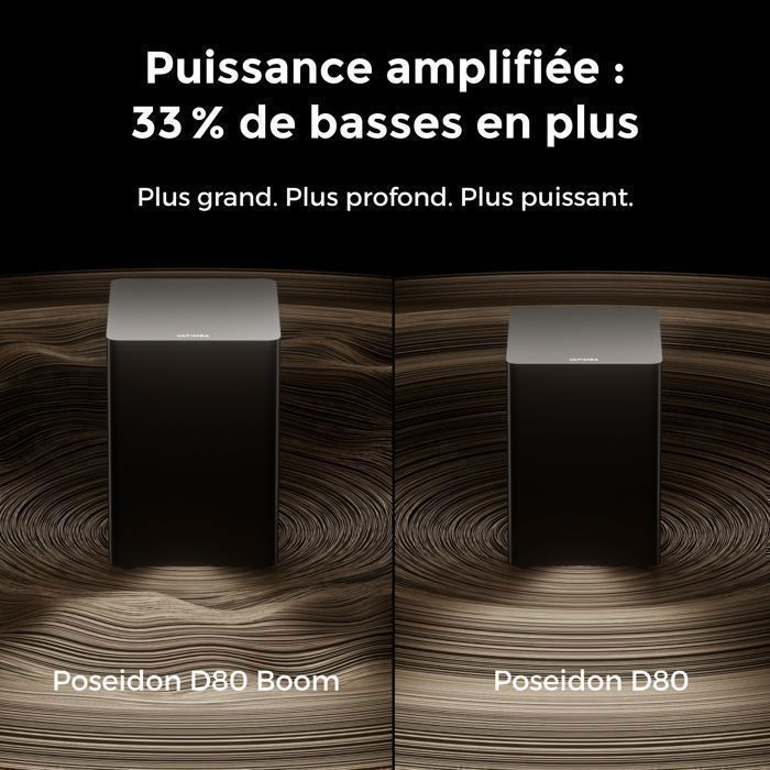 ULTIMEA Barre de son Poseidon D80 Boom - Dolby Atmos 7.1 avec caisson de basse - 500W