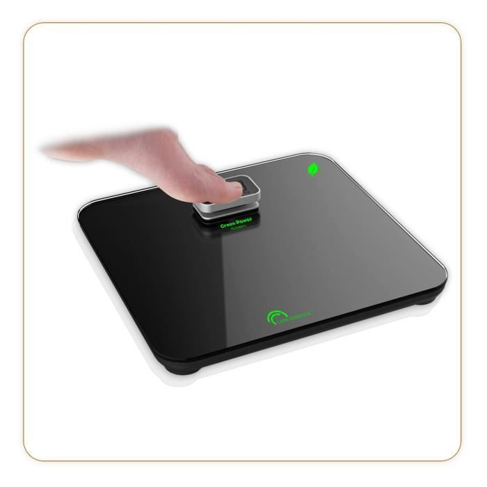 Báscula de baño LITTLE BALANCE 8276 Kinetic Premium, sin pilas, recargable mediante botón, 180 kg / 100 g, negra.