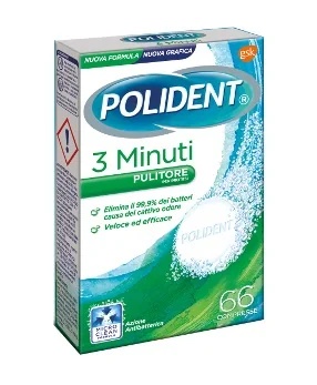 POLIDENT Polident 3-minuten reiniger 66 tabletten voor gebitsprothesen en kunstgebitten