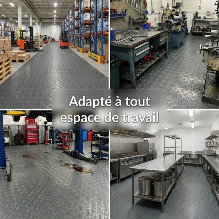 PVC flooring with a ribbed sheet metal effect, dark grey, 110 x 500 cm