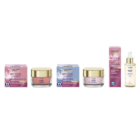 Îngrijire facială Rose Beauty, set de 3 (2 x 50 ml, 1 x 30 ml = 130 ml)