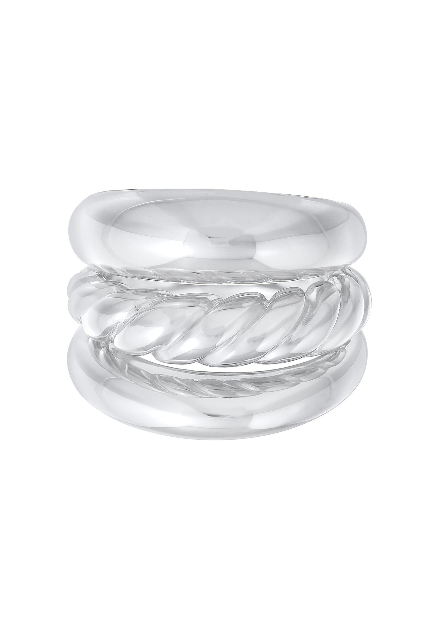Elli PREMIUM Femmes Ensemble Basique Torsadé en Argent Sterling 925 Rhodié