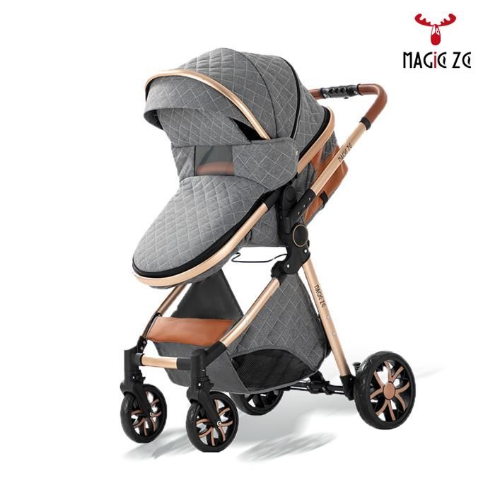 Passeggino MagicZC 3 in 1, per neonati, combinato, pieghevole, con schienale regolabile, 0-36 kg, neonato, grigio