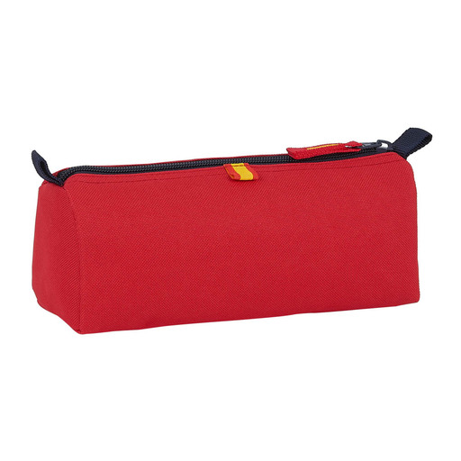 Estojo Safta com zíper e compartimento, design da Seleção Espanhola de Futebol, 210x70x80mm, vermelho