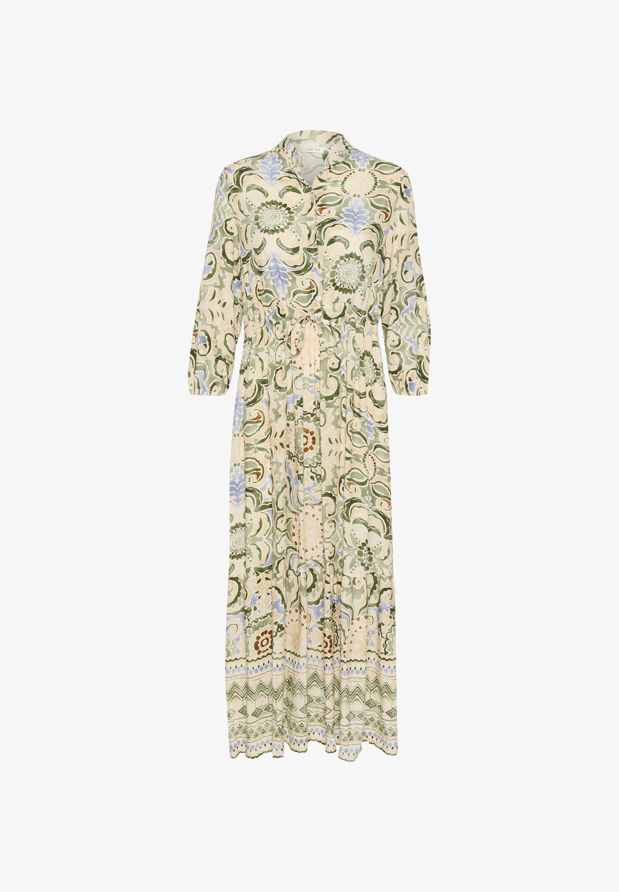 Crème CRAlora - Robe longue - Papier peint floral kaki
