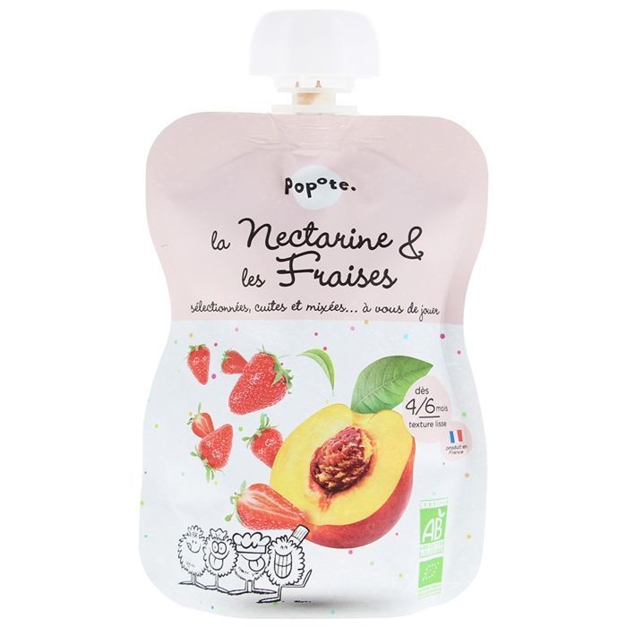 Organic Nectarine & Strawberry Baby Food Pouch, From 4/6 Months, 120g