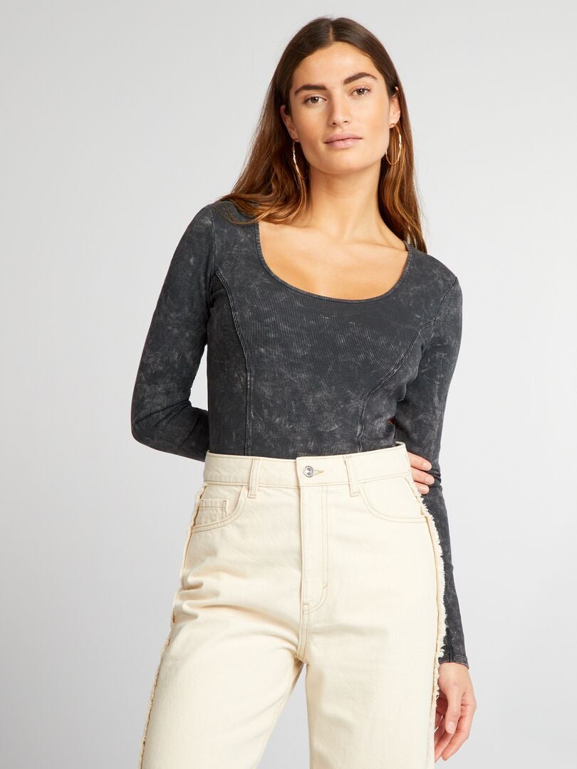 Body de manga comprida - CINZA