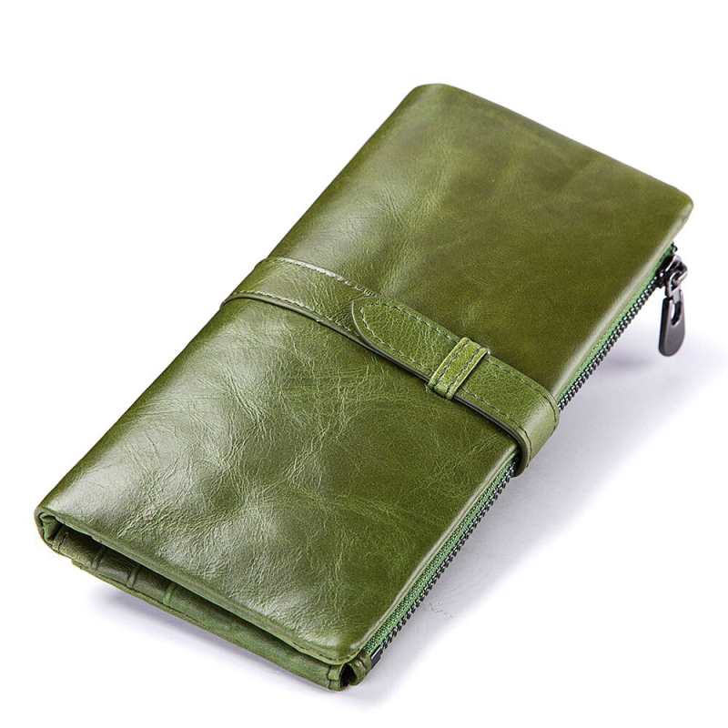 Portafoglio da donna in vera pelle bovina e portamonete da donna Portomonee Clutch Lady Pratico porta carte lungo per ragazze Chiusura