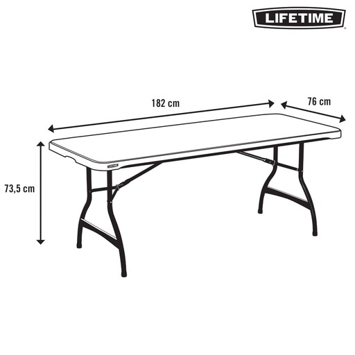 Obdélníkový stůl se skládacími nohami, efekt bílé žuly, Lifetime, 182 x 76 x 73,5 cm