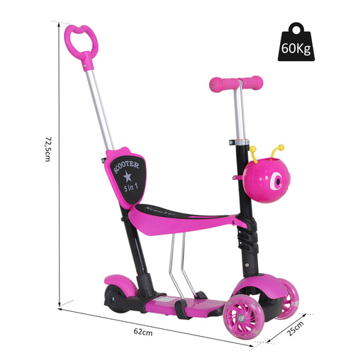 Patinete infantil dobrável Homcom 371-008pk