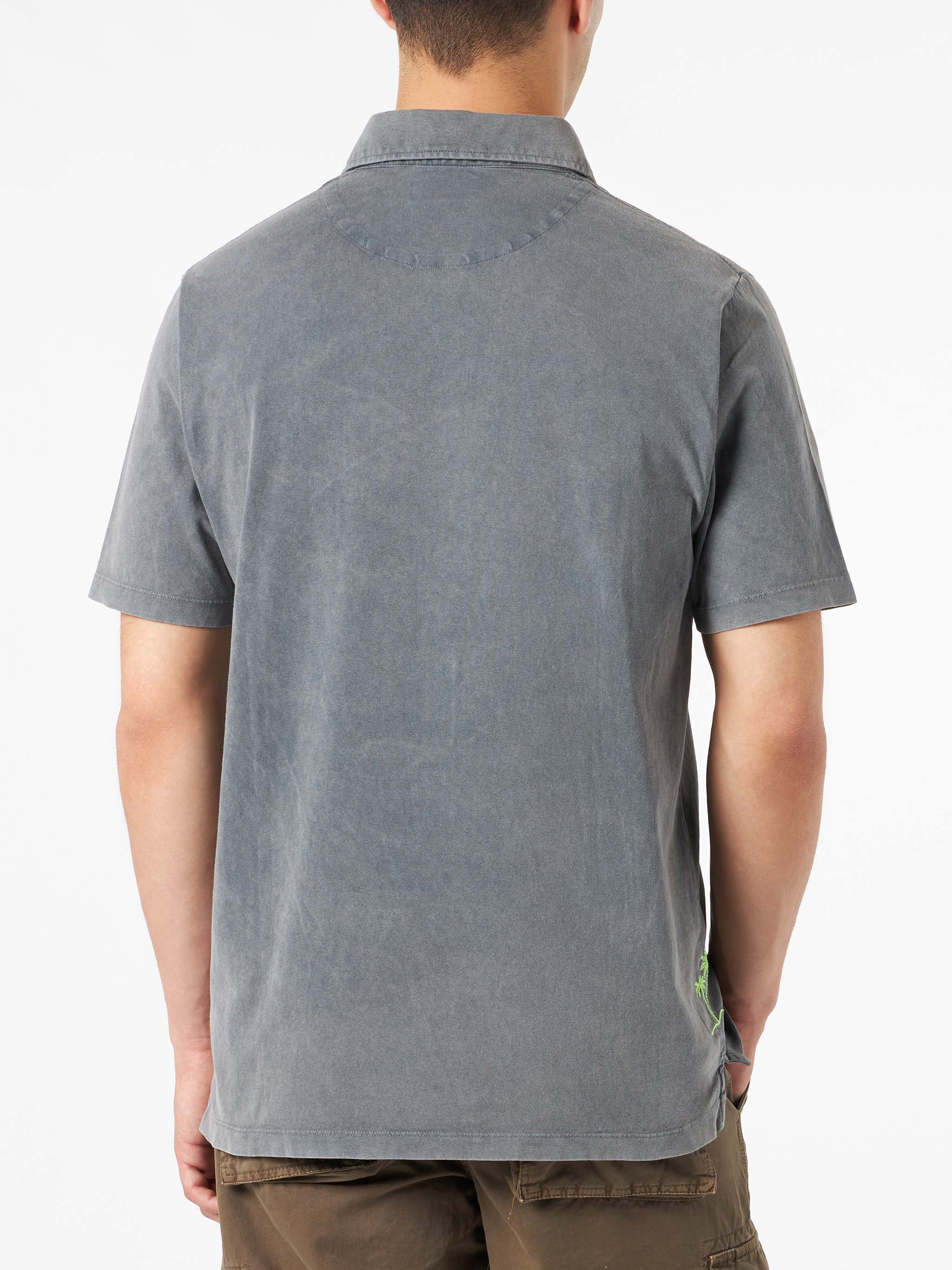 Grijze poloshirt voor heren met borduurwerk