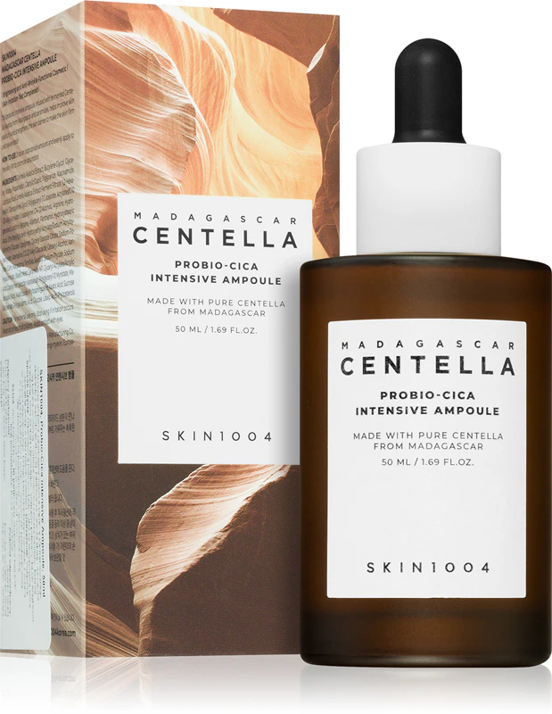 SKIN1004 Madagascar Centella Probio-Cica Ampola Intensiva: sérum calmante que restaura a barreira protetora da pele.