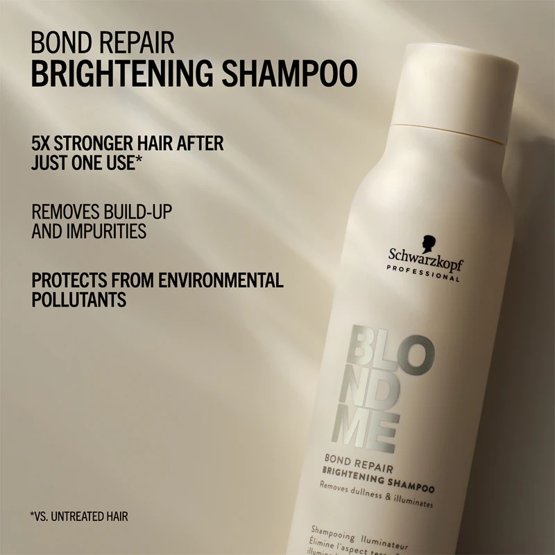 „Schwarzkopf Professional Blondme Bond Repair“ šviesinamasis šampūnas šviesiems plaukams
