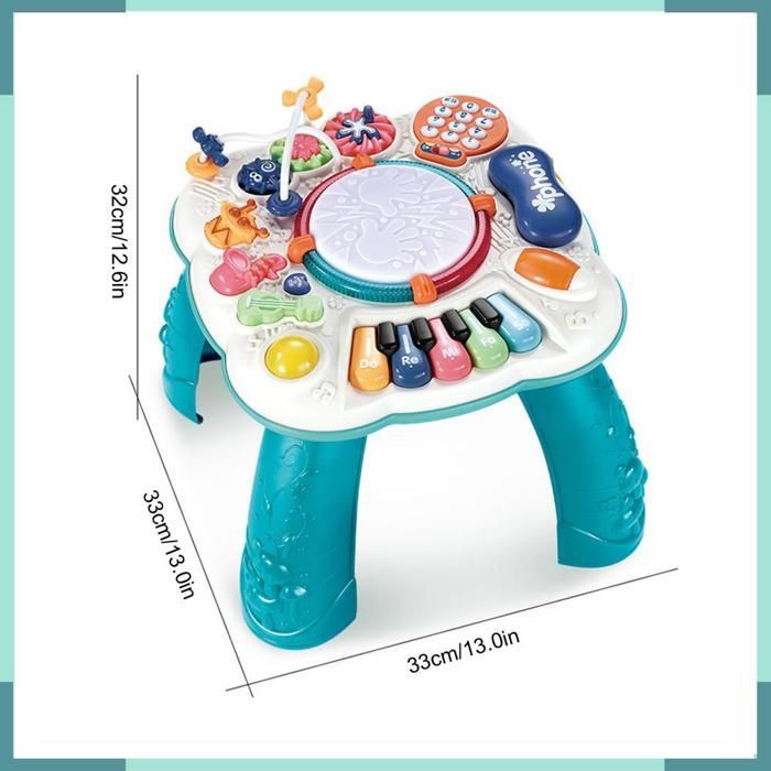 KEENSO Activity Table, Multifunctional Baby Activity Table, Early Learning Musical Toy with Flower Decoration