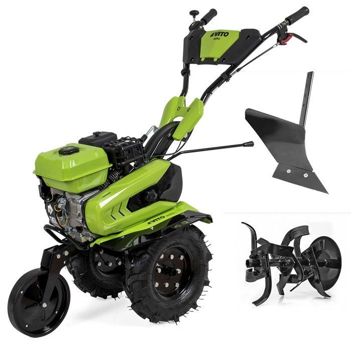 Motocultor de gasolina, motor de 4 tiempos, 212 cc, 7 CV, 5200 W + juego de herramientas + herramienta para aporcar, ideal para jardinería y horticultura, VITO