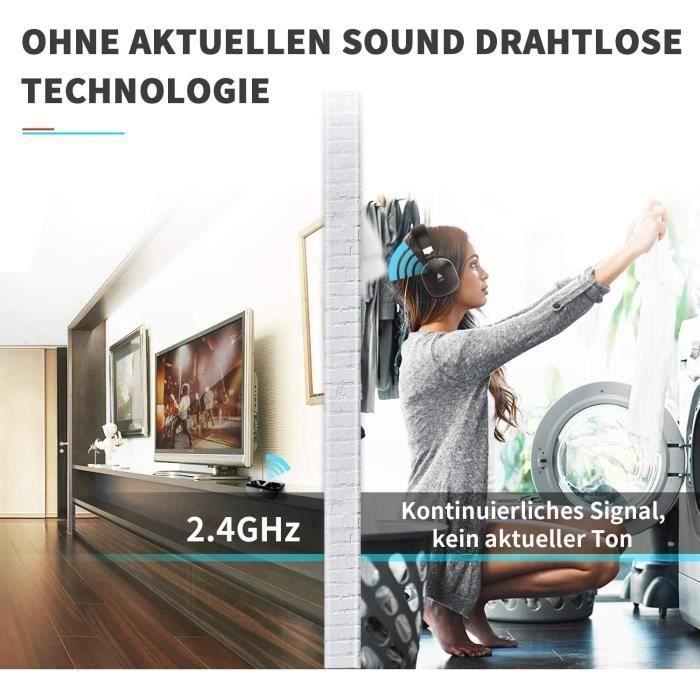 Auriculares inalámbricos para TV ARTISTE ADH300 de 24 GHz con estación de carga Plug and Play, cable de 30,5 m (100 pies), n.° 277.