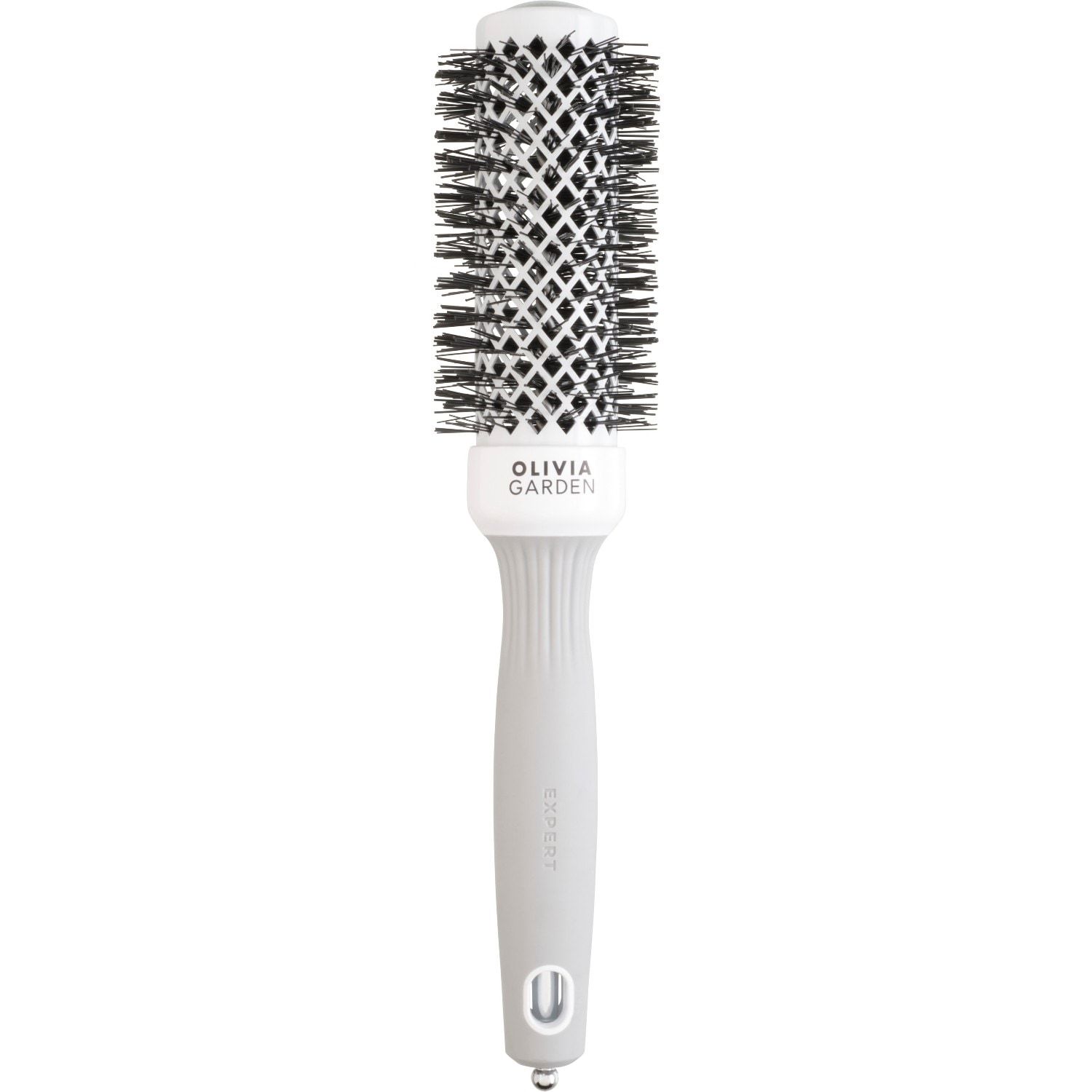 Olivia Garden okrogla krtača EXPERT Expert Blowout Shine bela in siva - 1 kos