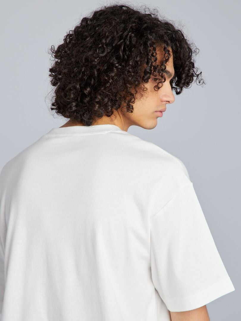 Camiseta de algodón de cuello redondo - BLANCA