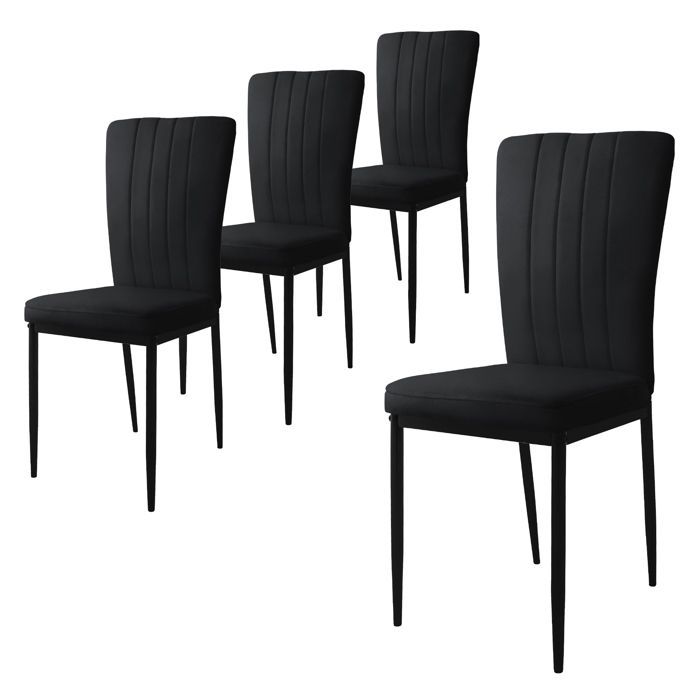 ML-Design 4 Chaises de Salle à Manger Noir en Velours Fauteuil Dossier Ergonomique Assise Rembourrée Chaise de Table Salon Cuisine