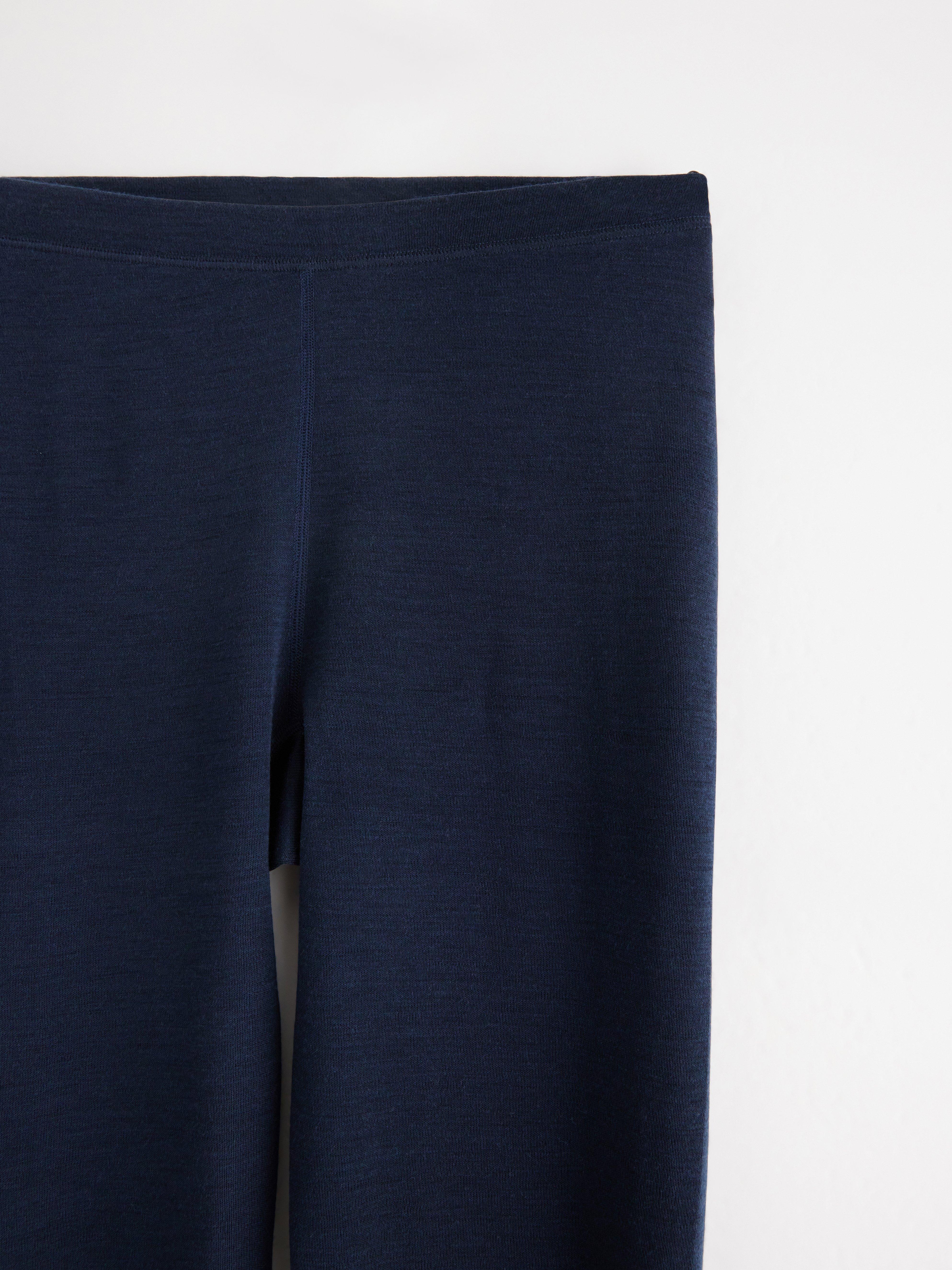 Calzoncillos largos de lana merino azul marino