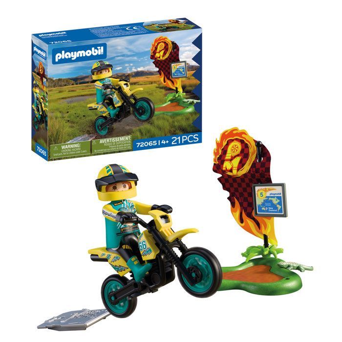 Playmobil 72065 Motocross, Racevoertuig, 21 onderdelen, Bestuurder & Accessoires, Leeftijd 4+