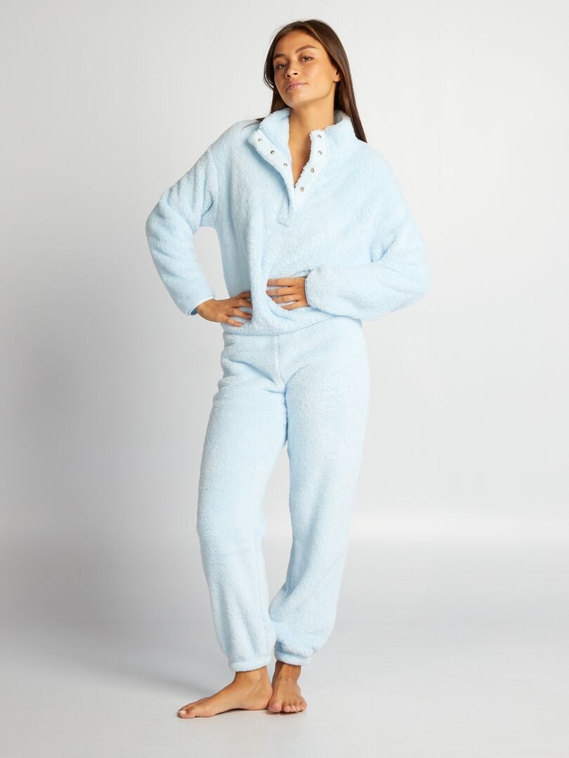 Bluza z golfem Sherpa - NIEBIESKA