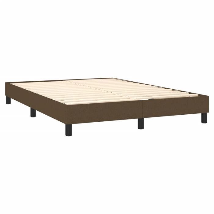 Verano 2026@Estructura de cama doble - Base de somier de láminas - Tela marrón oscuro de 140x190cm, 1951