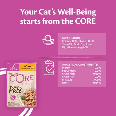 Wellness Core Pure Paté nedves macskaeledel