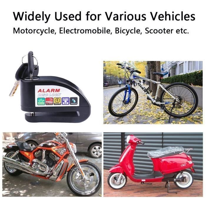 Candado de disco para motocicleta con alarma de 110 dB, candado impermeable para scooter/motocicleta/scooter/ATV con 3 llaves, 1 llave