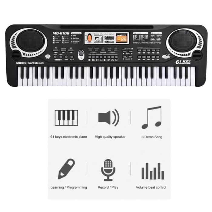 Piano elétrico de 61 teclas com teclado digital, brinquedo musical infantil com microfone, plugue padrão europeu - DUO