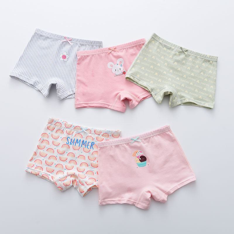 Lot de 5 boxers en coton pour filles, sous-vêtements pour enfants