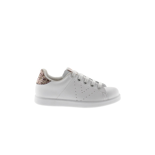  Zapatillas De Piel Blanca Victoria Tenis Con Trasera De Glitter Y Logotipo Troquelado
