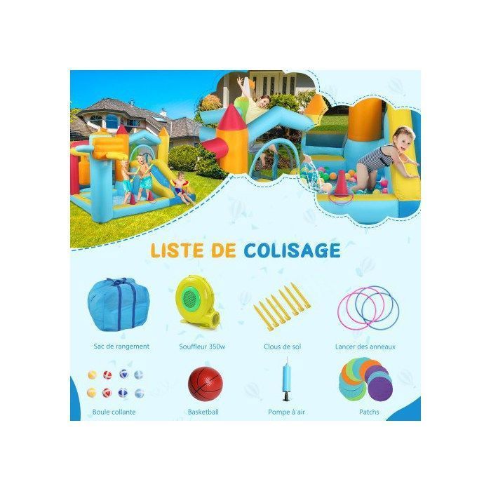 Área de juegos hinchable con soplador - LALAHO - Castillo hinchable multifuncional para niños, 320*310*200cm
