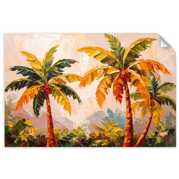 Plakat samoprzylepny do salonu Feeby Drzewa Palmy Dżungla Natura 30x20
